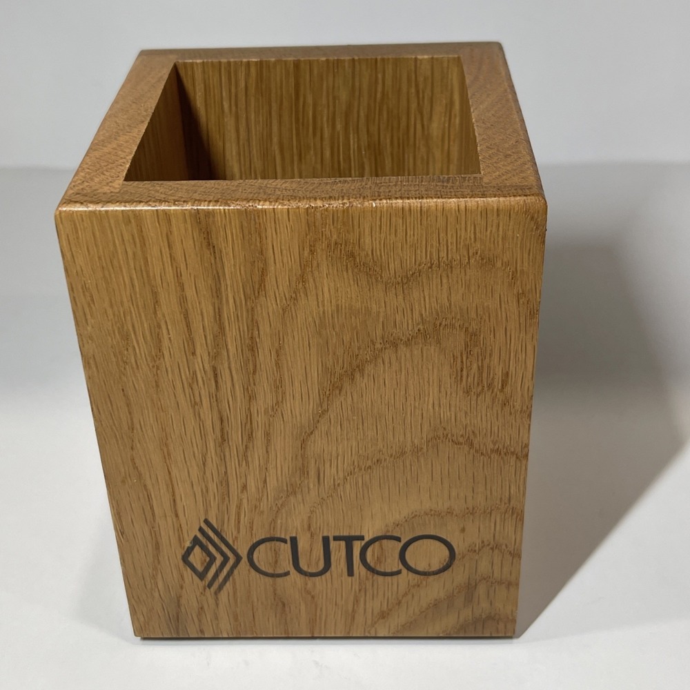 CUTCO Kitchen Tool Utensil Oak Wood Box Block Caddy Container Holder Made In USA